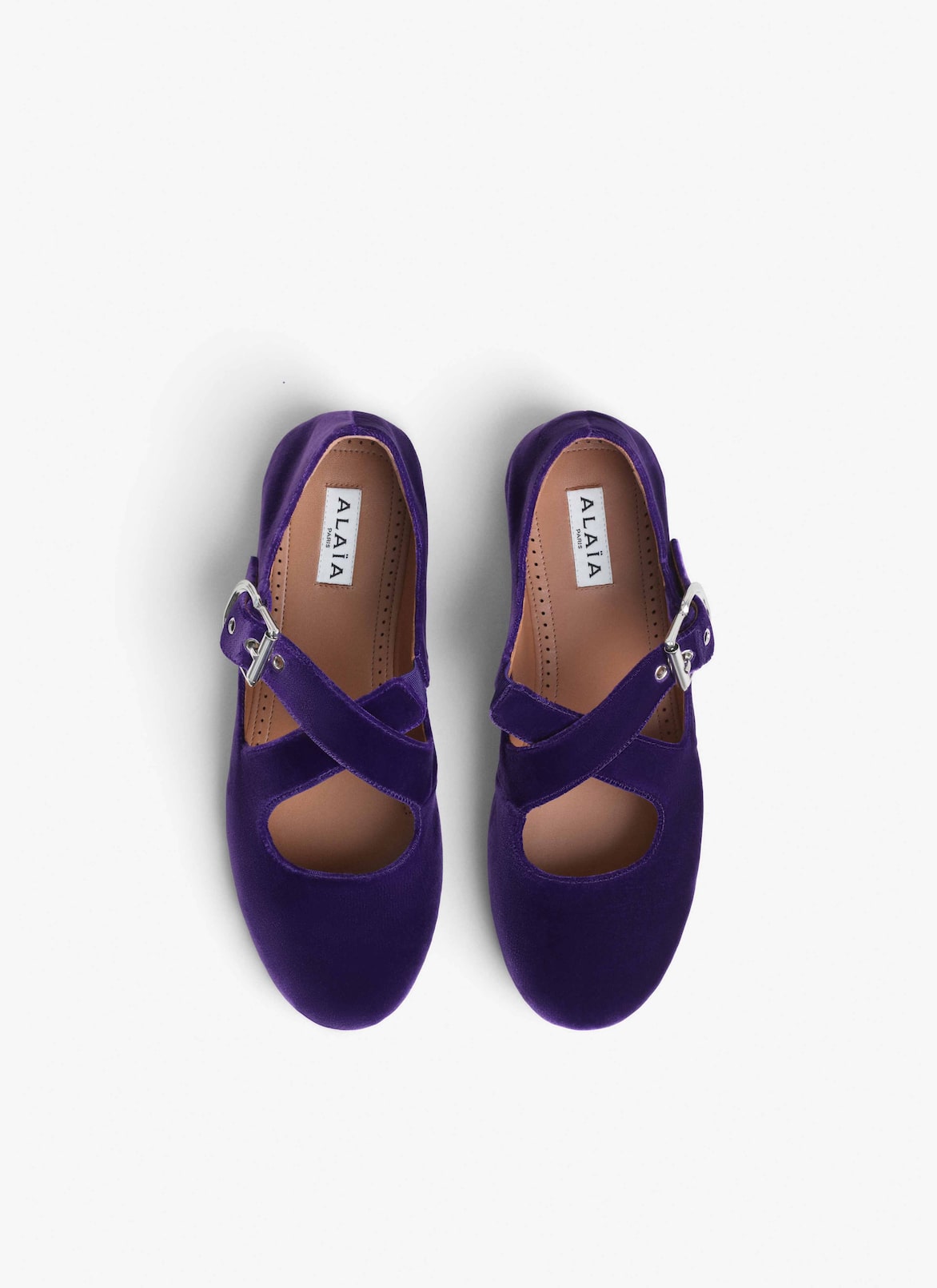 CRISS CROSS BALLET FLATS IN VELVET ALAÏA VIOLET CRISS CROSS BALLET FLATS IN VELVET